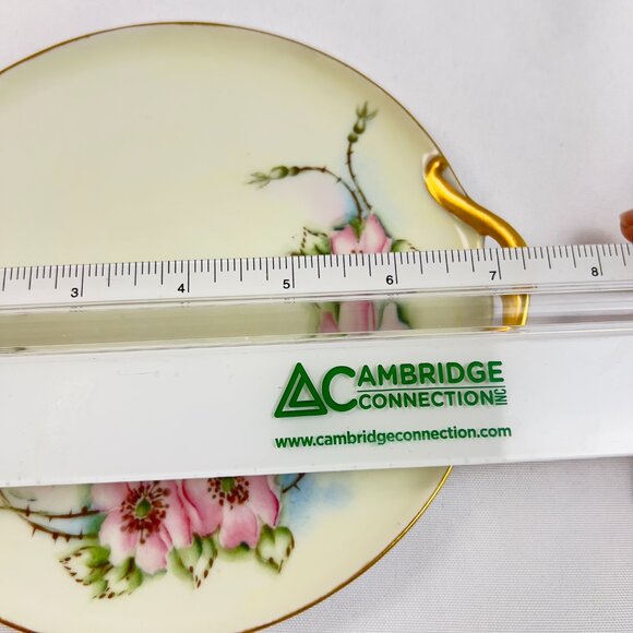 Antique P.S. Germany Hand-Painted Porcelain Plate Pink Floral Gold Trim Signed - Picture 8 of 10